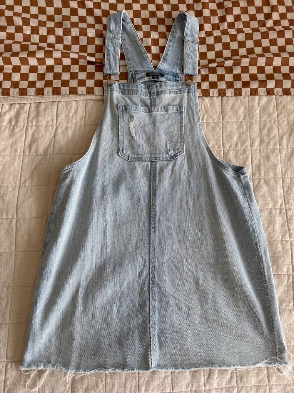 wild fable Light Blue Denim Overall Dress with Front Pocket